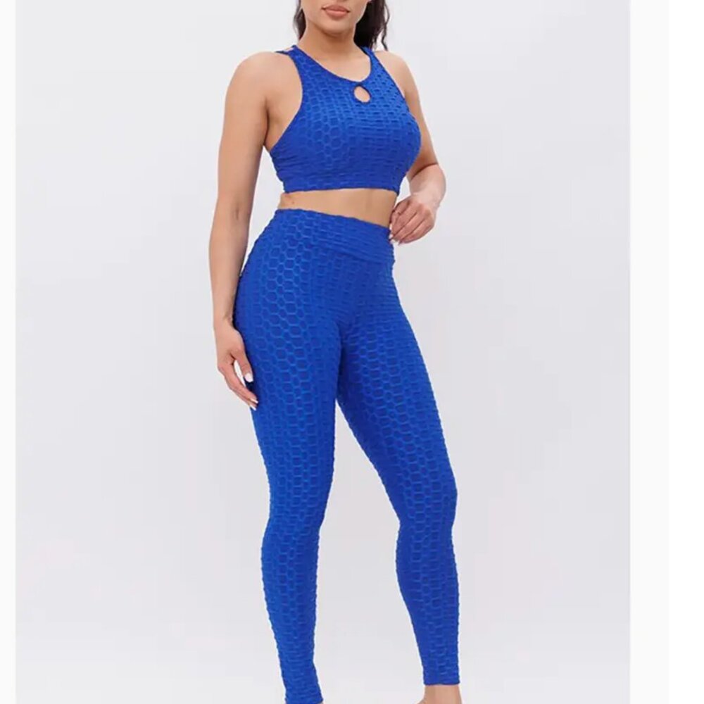 Callie Lives Honeycomb Keyhole Sports Bra & Matching Legging Active Set S M L XL